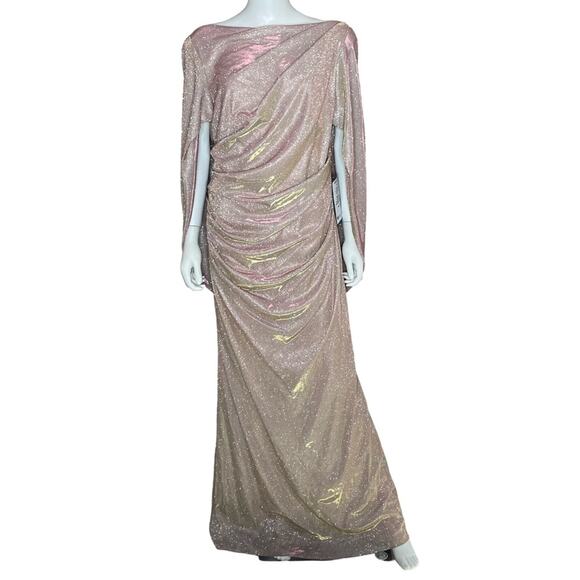 Betsy & Adam “Gracie” Galaxy Knit Glitter Draped Gown Women’s Sz 12 - Picture 2 of 7